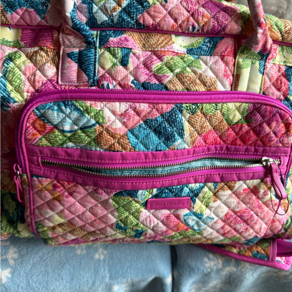 Vera Bradley Pink and Blue Quilted Travel Bag